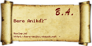 Bere Anikó névjegykártya