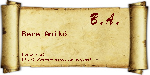 Bere Anikó névjegykártya